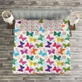 thumbnail image 3 of Ambesonne Butterfly Quilted Bedspread Set 3 Pcs, Vibrant Floral Happy, King Size, Multicolor, 3 of 3