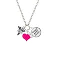 thumbnail image 2 of Delight Jewelry Silvertone Caduceus - BSN - Hot Pink Heart Nurse Strong Zoe Necklace, 2 of 4