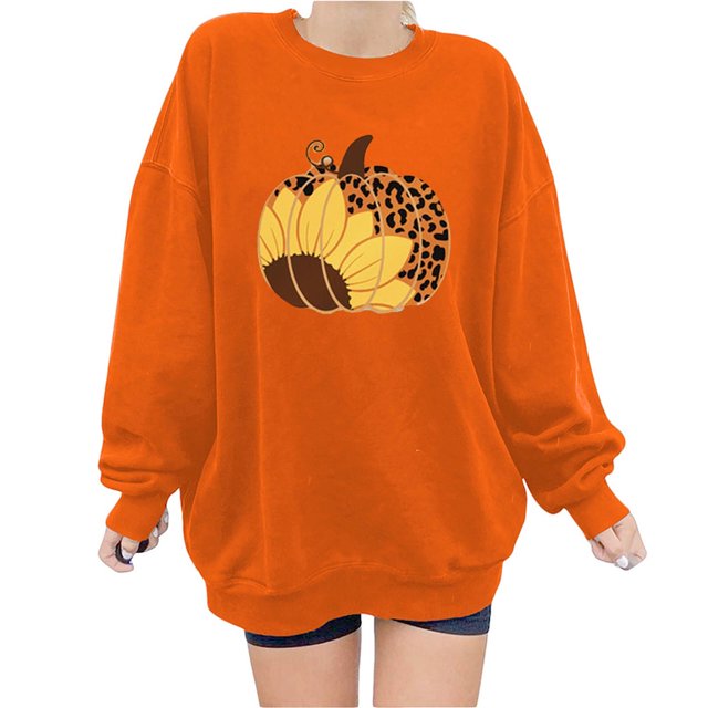 Nouveaux Hauts pour Femmes 2023 Mode Imprimé Col Rond Chandail Manches Longues Blouse Confortable Chandail en Molleton Coupe Décontractée Chandail en Molleton Oversize pour Femmes