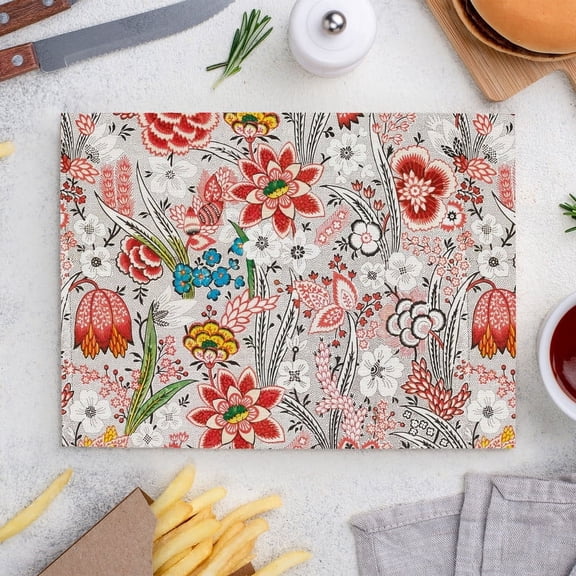 Place Mats Set,Decorative Table Place Mats For For In Door Dinning,Heat Insulation Stain Resistant Table Mats(Flowers and Plants)