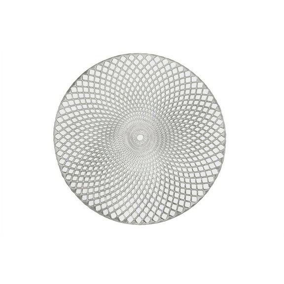 Holiday Decorative 15" Round Vinyl Spiral Placemat, Set of 4 (Silver)