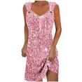 thumbnail image 2 of BRGZLK Women Premium Sequin Dress Trendy Sleeveless Strap Dress Party Cocktail Dresses Sparkly Club Night Out Disco Outfit Pink L, 2 of 5