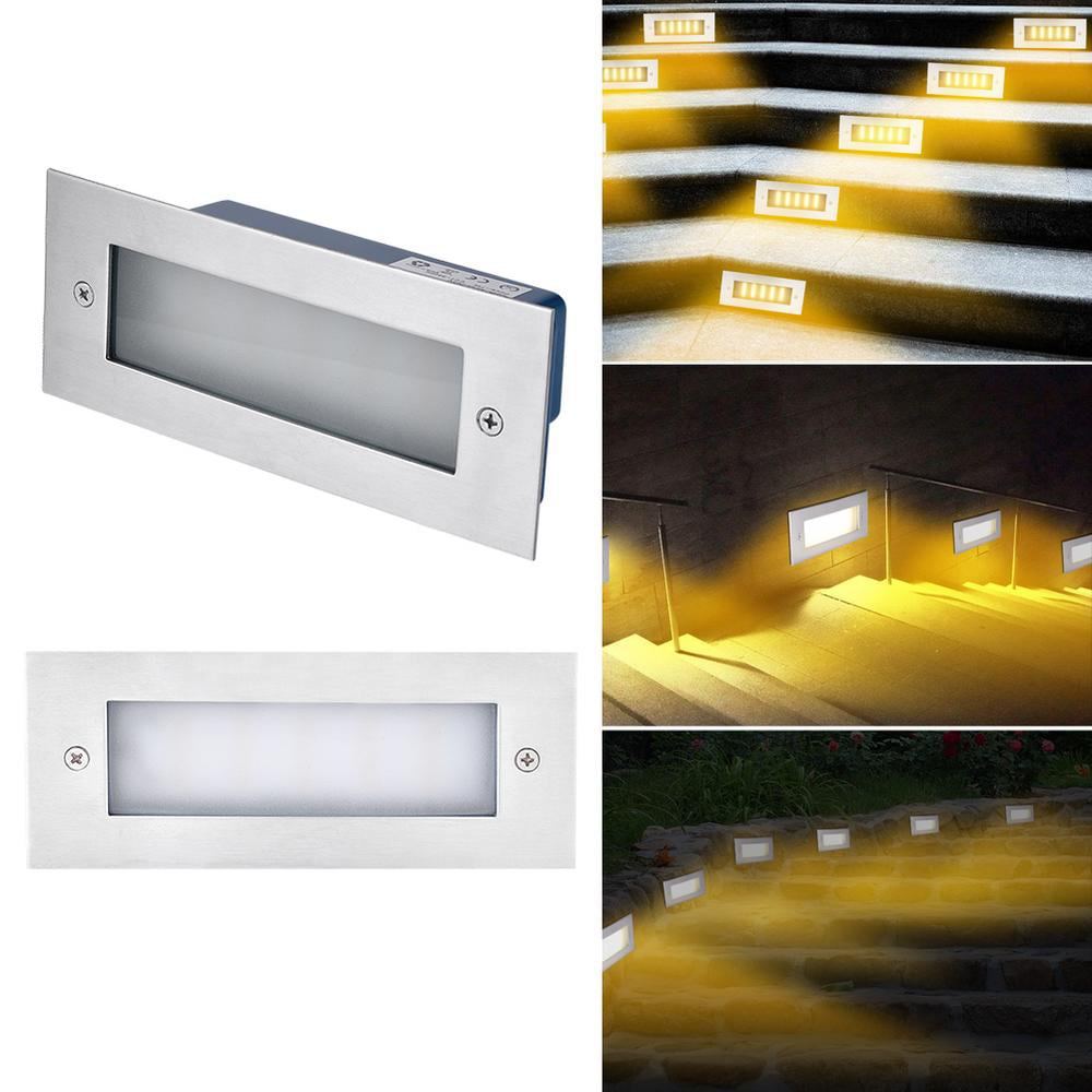 7W LED Step Light Waterproof Recessed Stair Footlights Embedded Wall Corner Lamp 