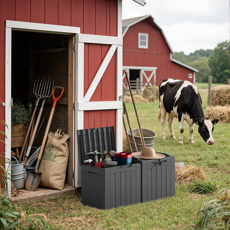 Homall 2-Pack 31-Gallon Resin Deck Box, Grey photo 6