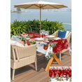 thumbnail image 4 of Outdoor Tablecloth with Umbrella Hole and Zipper, Red Christmas Rectangle Table Cloth 52x70 Inch Waterproof Tablecloth, Xmas Snowman Tree Snowflake Balls Picnic Table Cover for Patio Camping, 4 of 7