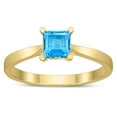 thumbnail image 1 of SZUL Women's Square Princess Cut 5MM Blue Topaz Solitaire Ring in 10K Yellow Gold, 1 of 4
