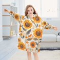 thumbnail image 5 of FORMRS Wearable Blanket Hoodie with Sleeves for Kids Cozy Flannel Sweatshirt, Watercolor Sunflowers and Leaves, 5 of 7