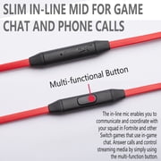 HyperX Cloud Earbuds With 3.5mm Jack, Built-in Mic Gaming Headphones with Mic for Nintendo Switch and Mobile Gaming - Red