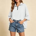 thumbnail image 4 of Guluxicc Women's Quarter Zip Sweatshirts Stand Collar 3/4 Sleeve Casual Loose Pullover Sweatshirts for Everyday Spring Fall Tops, 4 of 7