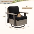 thumbnail image 4 of INTER HUT Serenity Retreat 360° Swivel Rocker Patio Chair, Outdoor Rattan Swivel Chair with Cushions, Set of 2, Beige/Black, 4 of 9