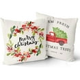 thumbnail image 2 of Merry Christmas Pillow Covers 20x20 Inch Set of 2 Farmhouse Red Truck Christmas Pillows Green Fir Tree Wreath Winter Holiday Decor Throw Cushion Case for Home Couch Sofa Bedroom Livingroom, 2 of 6