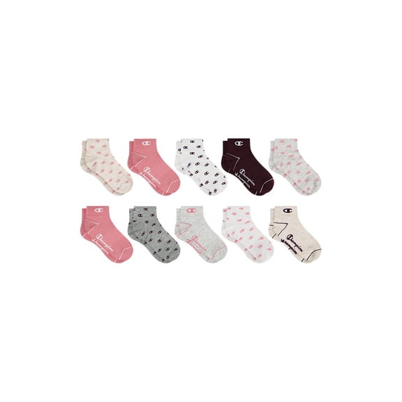 Champion Girls Lightweight Performance Kid Ankle Socks, 10 Pack, Sizes S–L