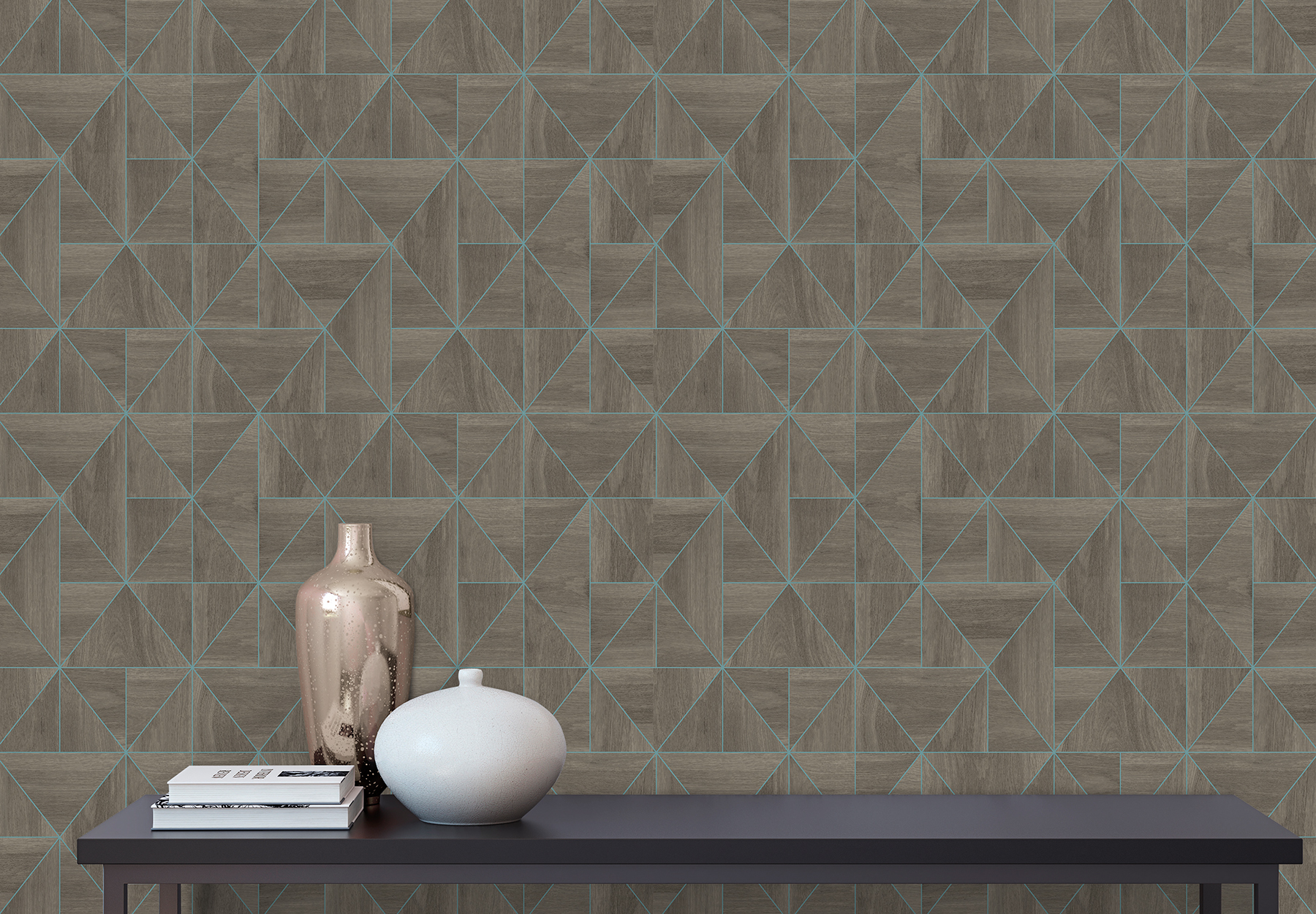 Decorline Cheverny Brown Wood Tile Wallpaper