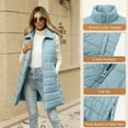thumbnail image 5 of Frostluinai Puffer Vest Women Stand Collar Sleeveless Long Quilted Jacket Zip Up Lightweight Warm Padded Gilet Coat Outerwear with Pocket, 5 of 10