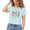 1-Blue, variant on Women Pumpkin And Skeleton Party Print Cropped Crewneck Short Sleeve T‑Shirt Top