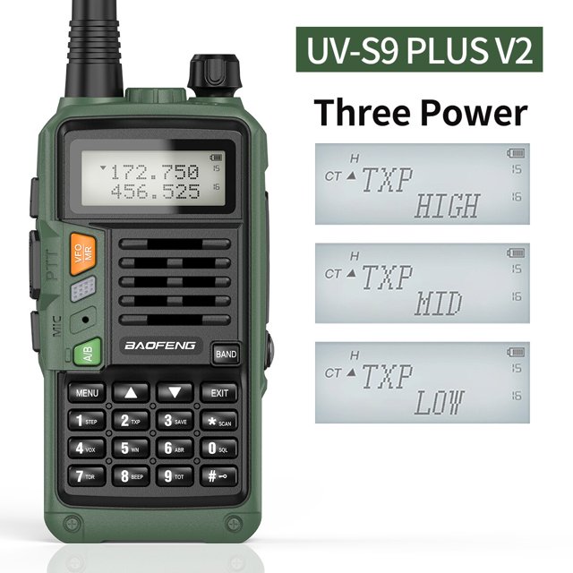 BAOFENG UV-S9 Plus V2 Potente portátil UHF VHF de doble banda 16KM de largo alcance impermeable Walkie Talkie Ham UV-5R Radio bidireccional Tan Jianjun unisex