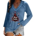 thumbnail image 2 of EchfiProm Long Sleeve Shirts for Women Navy Dressy Casual Christmas Fall Christmas Tree V Neck Females Blouse, 2 of 6