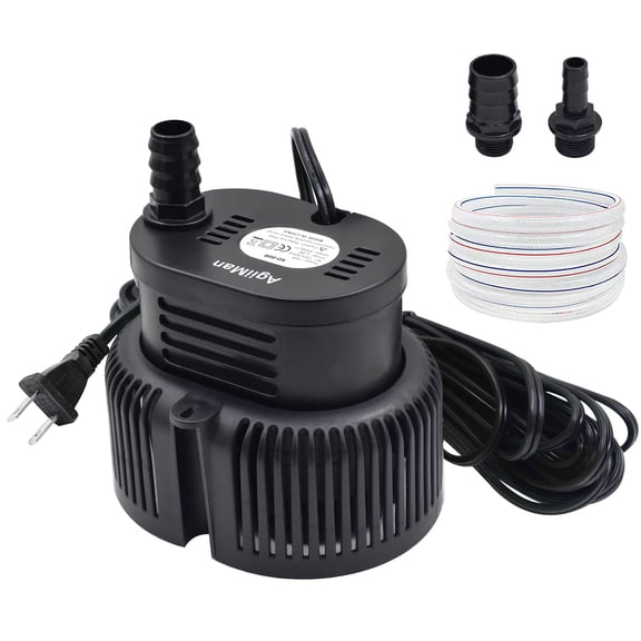LAANPOLE Pool Cover Pump Above Ground - Submersible Sump Pump, Swimming Water Removal Pumps, with Drainage Hose & 25 Feet Extra Long Power Cord, 850 GPH inGround, 3 Adapters Black
