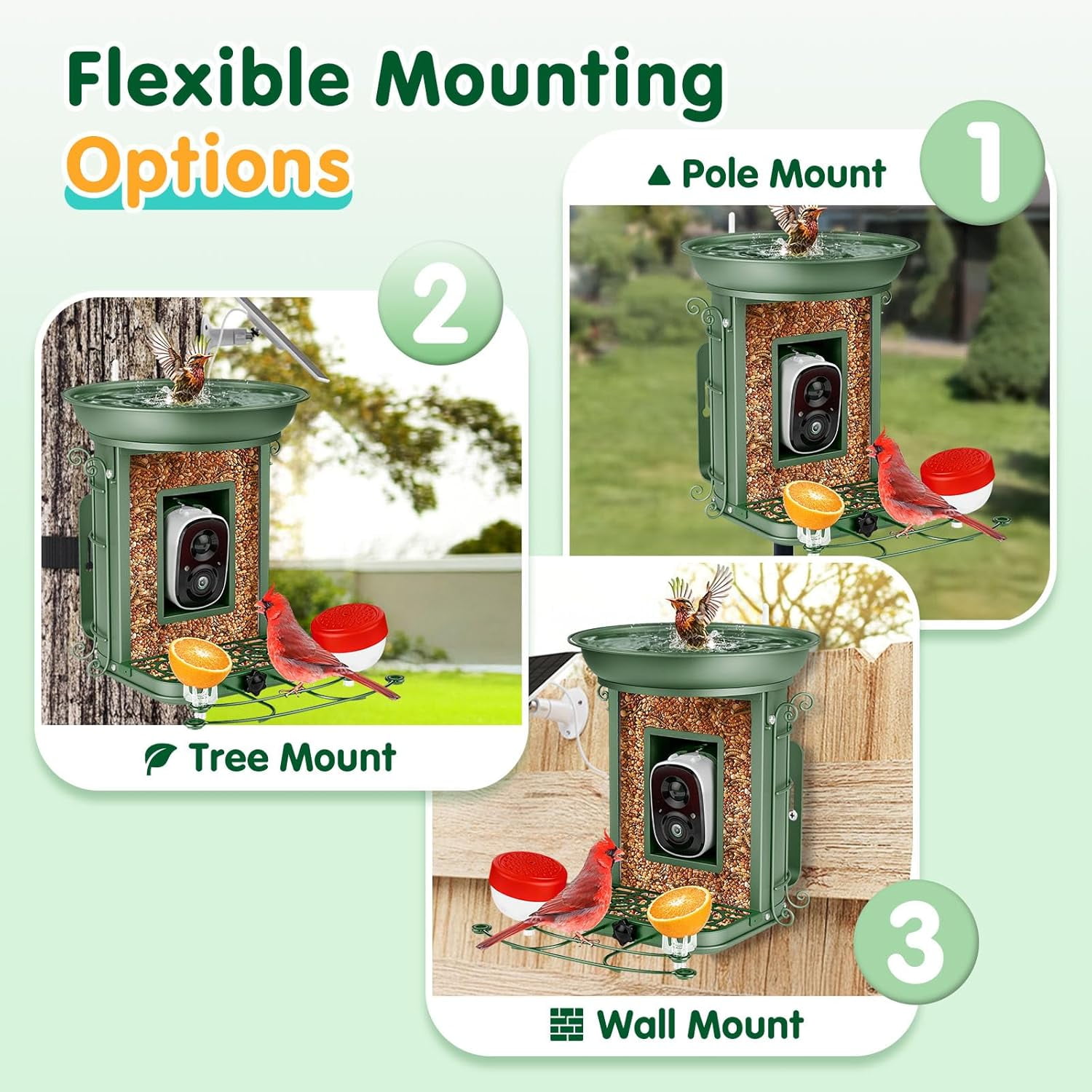 NixiYa Smart Bird Feeder with Camera and Bird Bath, Solar Powered Outdoor Feeder, AI Bird Identification, App Notifications