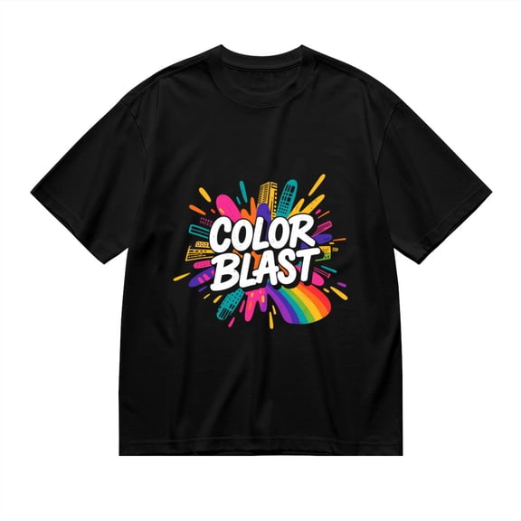 Black T Shirts for Men, Color Splash, Rainbow, Typography Graphic Mens Graphic Tees, 24898435,S