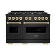 thumbnail image 2 of ZLINE Autograph Edition 48 in. 6.7 cu. ft. Classic Double Oven Gas Range with 8 Burner Cooktop in Black Stainless Steel and Polished Gold Accents (CGRBZ-48-G), 2 of 2