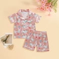thumbnail image 2 of Zshosam Kids Pajamas Girls Girls' Pajama Set - 2 Piece Silky Soft Satin Button Down Sleep Shirt and Pajama Shorts Size 18 24 Months,(Red 18-24 Months), 2 of 5