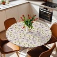 thumbnail image 2 of Purple Dragonfly Elastic Fitted Round Table Cover Yellow White Flowers Waterproof Outdoor Tablecloth for Holiday Party, Picnic, Patio & Dining Fits Tables Up to 36"-44", 2 of 8