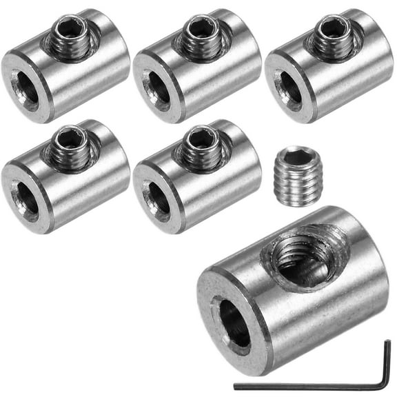 Uxcell 6-Pack Wire Rope Cable Clamp, 3.3mm Hole 304 Stainless Steel Single Holes Lock Clip with Hexagon Screws Spanner