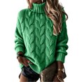 thumbnail image 2 of Fall Sweaters for Women Turtleneck Cable Knit Pullover Tops Fall Winter Soft Cozy High Neck Chunky Cable Knit Jumpers Long Sleeve Clothes, 2 of 5