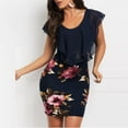 thumbnail image 1 of SMihono Robe d'Été pour Femmes Grande Taille Aguichant Sans Manches à Imprimé Floral pour Vacances et Fête Courte Mini-Robe, 1 of 9