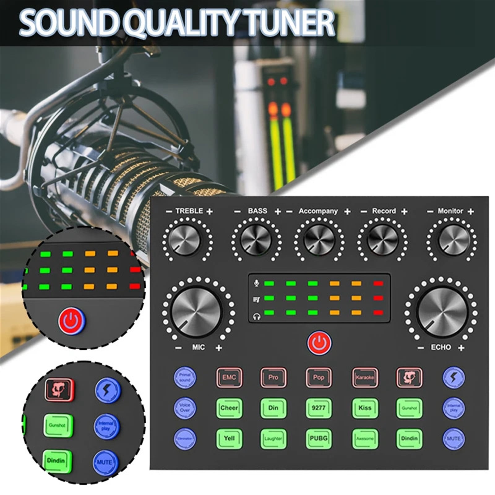 V8S Live Microphone Sound Card For Audio Mixer Streaming Board Music Recording Broadcast ,Precision Control
