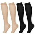 thumbnail image 4 of Beige Stockings 1Pairs Knee High Compression Stockings Open Toe 15 20mmhg Compression Socks for Woman Men, 4 of 4