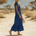 thumbnail image 6 of ClodeEU Women's V Neck Short Sleeve Tiered Midi Dress,Casual A Line Flowy Dress Navy,Women's Plus XXL, 6 of 6