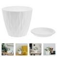 thumbnail image 2 of Plastic Planter Pots with Saucer for Indoor Plants Modern White Herb Pots with Drainage Tray, 2 of 8