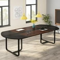 thumbnail image 2 of Tribesigns 6FT Oval Conference Table, 70.86D x 35.43W x 29.53H Inches Meeting Table Walnut/Black, 2 of 5