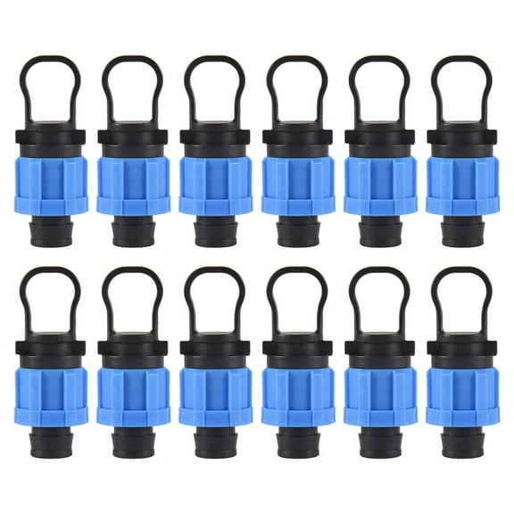 12 Pcs Drip Irrigation Tubing End Cap Plug 1/2 Inch Universal End Cap Fitting, Compatible with 16-17mm Drip Tape Tubing