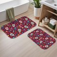 thumbnail image 2 of Skull and Flower Gothic Pattern Bath Mat Set Of 2,Non-Slip Rug for Bathroom,Kitchen,Bedroom,Entrance, 30x17 and 23.5x15.7 Inches, 2 of 3