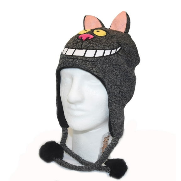 Disney Alice In Wonderland Cheshire Cat Laplander Peruvian Knit Beanie Heather Grey Hat