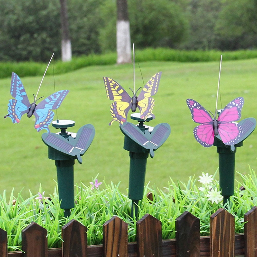 TOP-MAX 5PCS Solar Garden Butterfly Fluttering Solar Butterfly Decoration for Indoor and Outdoor Not Light (Random Color)
