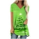 thumbnail image 2 of Puntoco Blusa de cuello en V con mangas raglán cortas y espalda larga con estampado navideño informal a la moda para mujer, 2 of 5