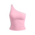 thumbnail image 7 of SELONE Off the Shoulder Tops for Women Summer Sleeveless T-Shirts Crop Asymmetrical Tank Tops Tight Shirts Pink L, 7 of 7