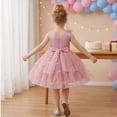 thumbnail image 7 of IBTOM CASTLE Toddler Girls Butterfly Birthday Dress Ruffle Tulle Flower Girl Wedding Pageant Formal Party Dress Floral Shiny Butterfly for Photo Shoot 18-24 Months Dusty Pink, 7 of 7