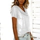 thumbnail image 4 of Camisas de Manga Corta para las Mujeres Casual Brillante Color Sólido Empalmado Cuello de Tortuga Tops para el Uso Diario, 4 of 9