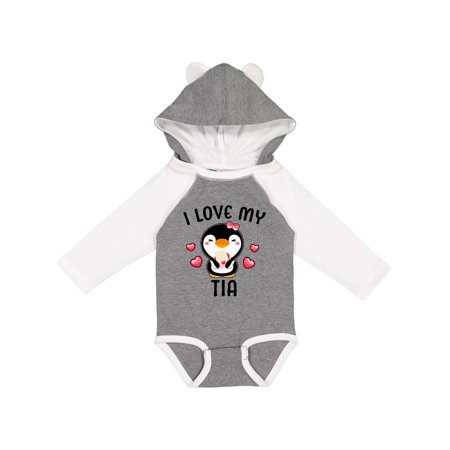 

Inktastic I Love My Tia with Cute Penguin and Hearts Gift Baby Girl Long Sleeve Bodysuit