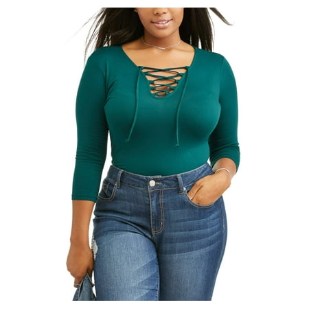 Junior Plus Lace Up Bodysuit