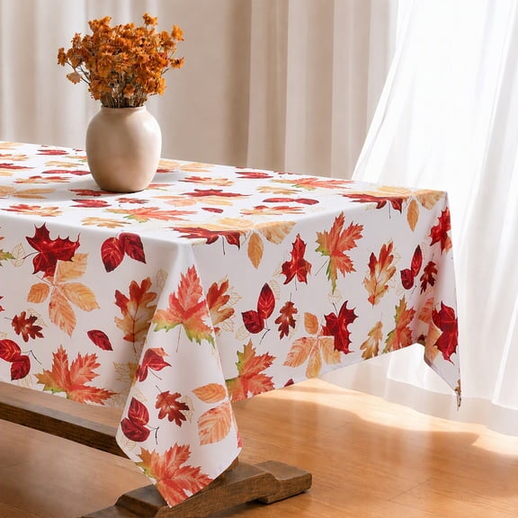 Ottowood Autumn Leaves Fall Printed Thanksgiving Tablecloth, Wrinkle Resistant Holiday Table Cover for Formal or Everyday Use, 60 x 120 Inch Rectangluar
