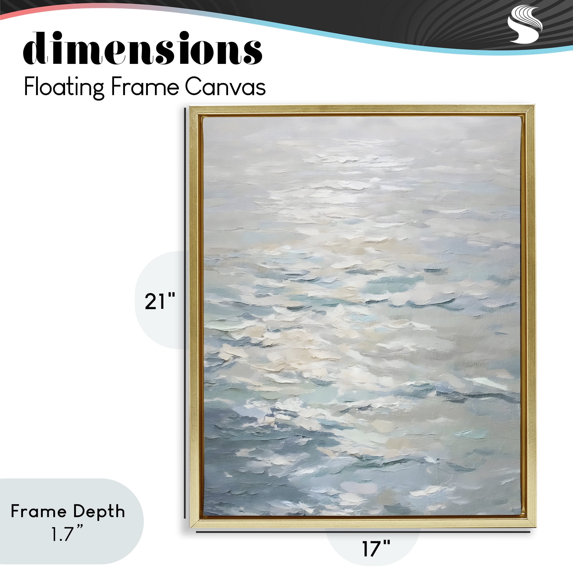 Stupell Industries Shallow Reflections Calm Sea Gold Framed Floater Canvas Wall Art, design by Riley B