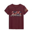 thumbnail image 3 of CCRFTGI 4th of July USA Shirts for Kids Girls Size 7 Short Sleeve Funny 250 anniversary usa shirt Summer Freedom T-Shirts Independence Day Girls Fashion Tee Tops Wine 9-10 Years, 3 of 5