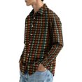 thumbnail image 4 of Lapel Collar Gingham Check Long Sleeve Button Up Shirt for Men Regular Fit Stretch Soft Fabric Wrinkle Free Business Work Casual Autumn Outdoor Outfits L, 4 of 6