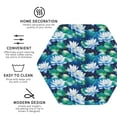 thumbnail image 3 of Honeii Blue Lotus Flower Print Leather Coaster Set of 4, Ideal for Safeguarding Your Furniture from Drinks Spills and Effortless Cleanup-Hexagon, 3 of 6
